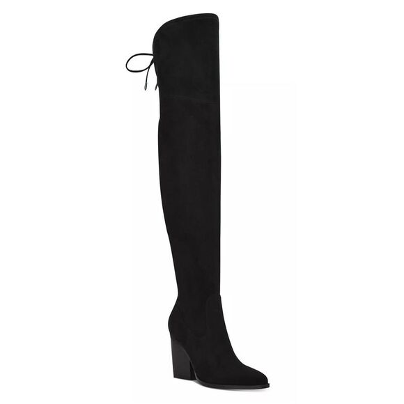 Marc Fisher LTD Womens Okun Faux Leather Tall Boots 5.5 M Black - NWT $249 - Picture 1 of 6